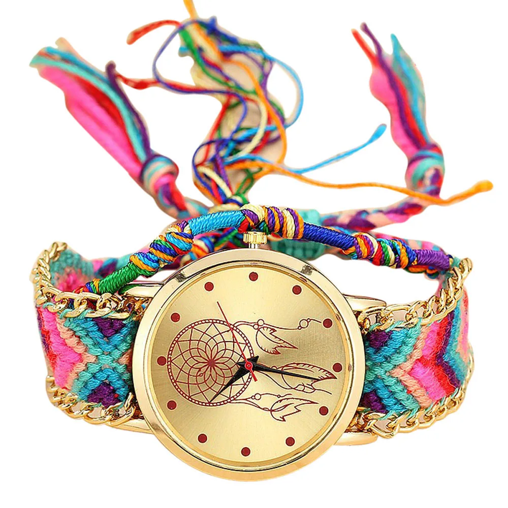 

Dropshipping Handmade Braided Dreamcatcher Friendship Bracelet Watch Ladies Rope Watch Quarzt Watches Relogio Feminino 2018 New