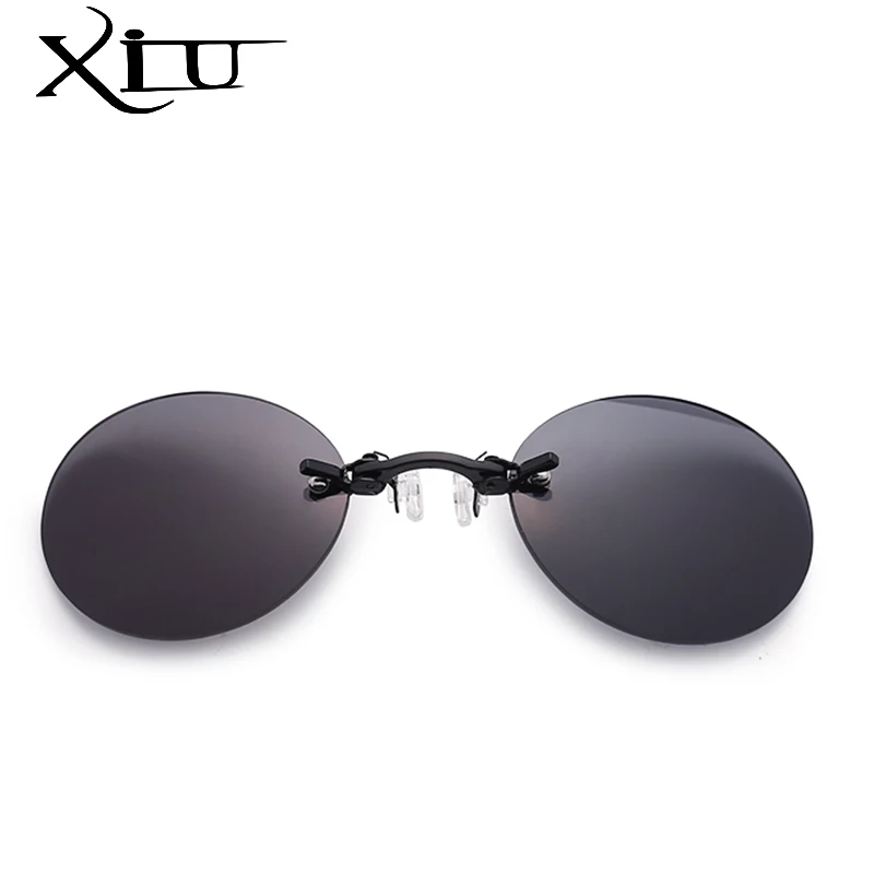 XIU 2017 New Round Clip on Nose Men Sunglasses Brand Designer Glasses UV400