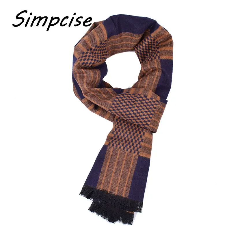 Mens Scarf Winter Fashion Plaid Scarf Brand Warm Scarves Man Luxury Collocation Warp A3A18934 wool scarf mens
