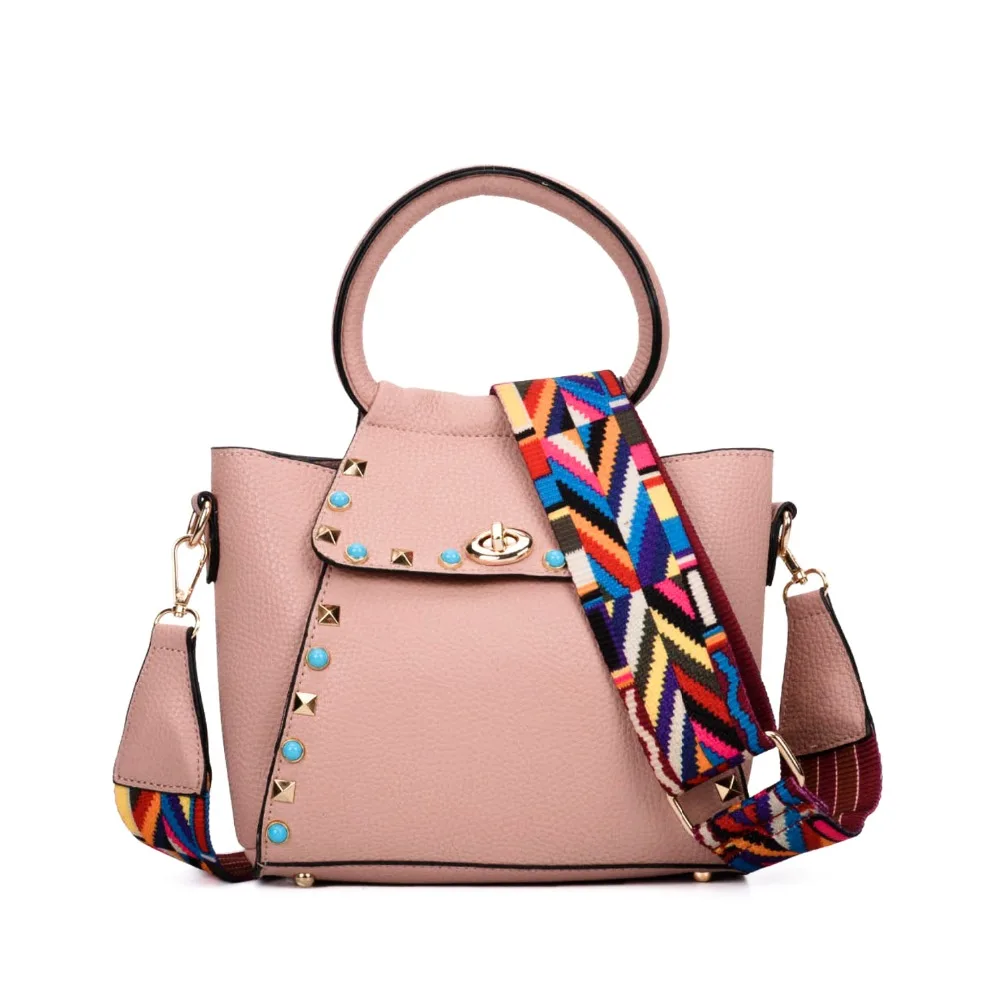

Small Handle Bag with Wide Strap and Rivet Bolsa Feminina Women Shoulder Bag Crossbody bags VK5167