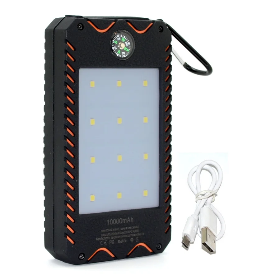 Портативный солнечный внешний аккумулятор светильник 1000 мАч Водонепроницаемый двойной USB с вспышкой светильник зарядное устройство для телефона/pad Открытый аварийный с помощью