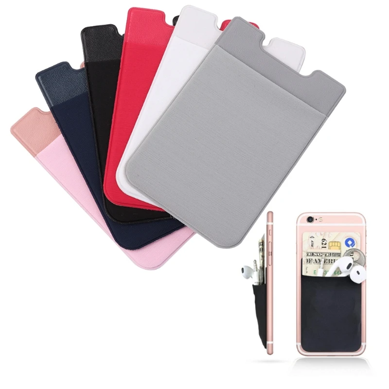 2018 ظهر هاتف محمول بطاقات محفظة الائتمان حامل بطاقات التعريف الشخصية جواز السفر لاصق ملصق جيب الأزياء مرونة ليكرا جديد 1 قطعة