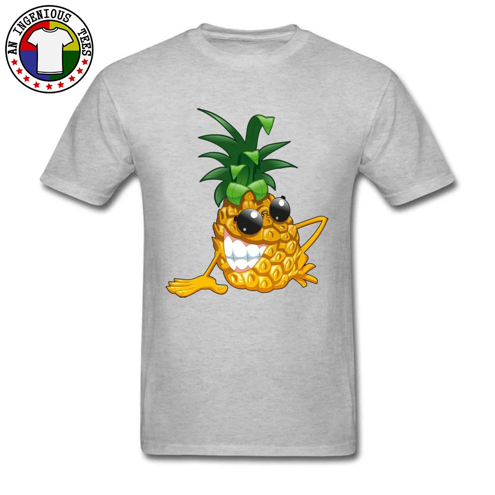 Pineapple Pure Cotton T Shirt for Men Short Sleeve Classic Tops Shirt Oversized Fall Crew Neck Tee Shirt Print Pineapple grey