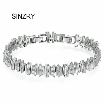 

SINZRY NEW Cubic zirconia Chain Bracelets White Gold Color CZ dazzling geometry charm Bracelet lady costume Jewellery