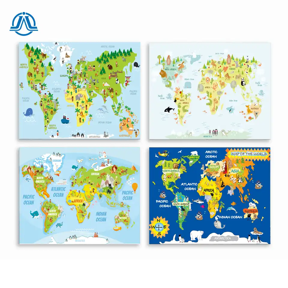 Woodland Hayvan Dunya Haritasi Posteri Sanat Baskilar Kres Dekor