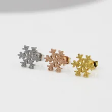 Золото Цвет Нержавеющая матовая сталь Снежинка серьги гвоздики для женщин, минималистичные милые серьги для молодой женщины модные ювелирные изделия серьги подарок