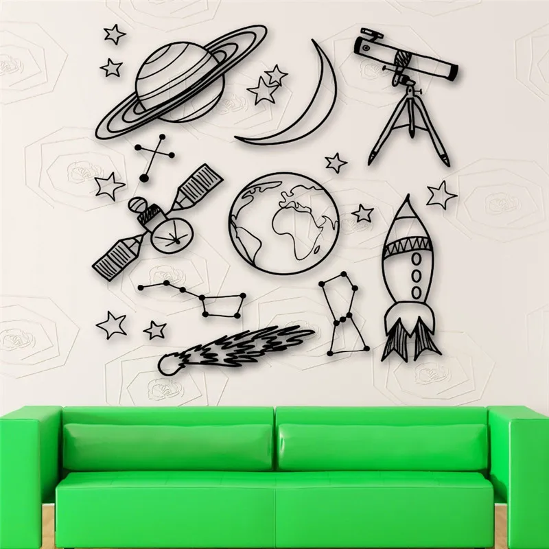 Astronomy Tool Wall Stickers Space Astronomy School Children Room Mural