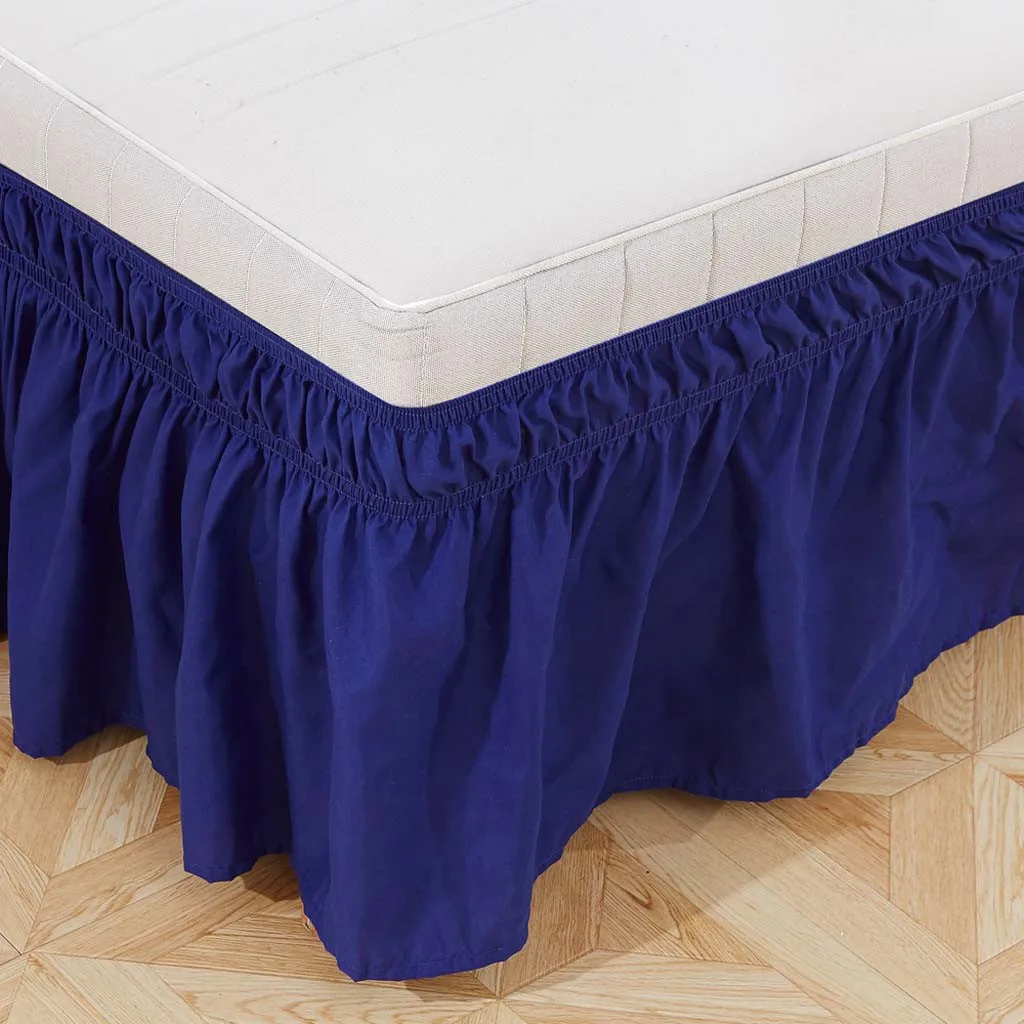 Новое поступление, Современная синяя однотонная Пылезащитная гофрированная кровать с разрезными углами, 1 шт., постельные принадлежности, плиссированная юбка, 14 дропшиппинг,, Прямая поставка