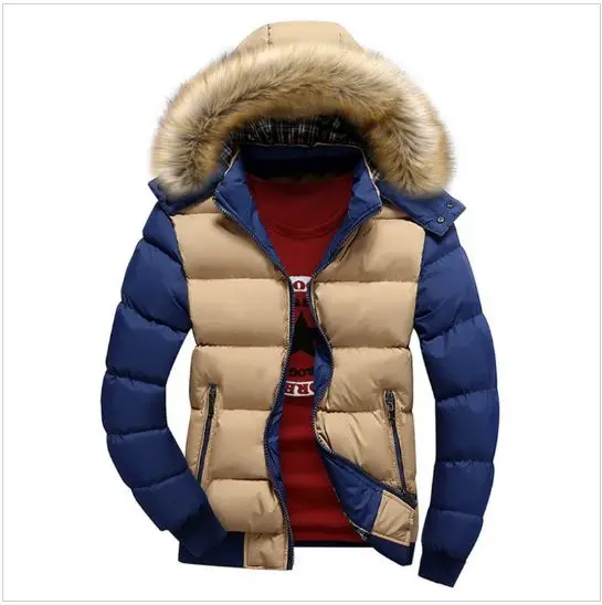 

High Quality Down Jacket Man Red Khaki Warm Turn Down Collar Solid Slim Fit Parka Winter Hooded Coat Man Casual Down Jacket