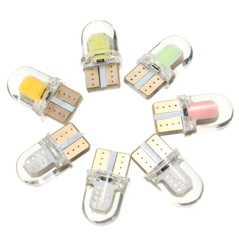 2 шт T 10 194 168 W5W COB 8 SMD 1 Вт 80 люмен кремнезема супер яркий светодиодный светильник с поворотом на сторону лампы 12 В постоянного тока