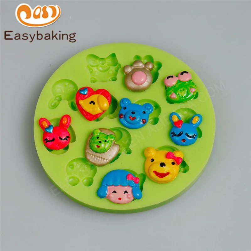 

1 Piece 12 Different Cartoon Cute Faces Silicone Mould Cake Decorating Tool Food Grade Chocolate Pastry Baking Mold