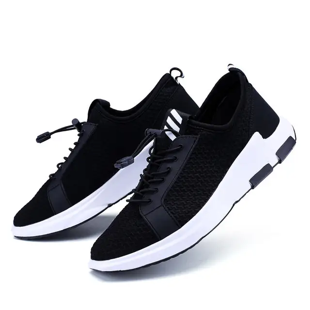 Black And White Rubber Outsole Men Sports Shoes Low Cut Breathable New