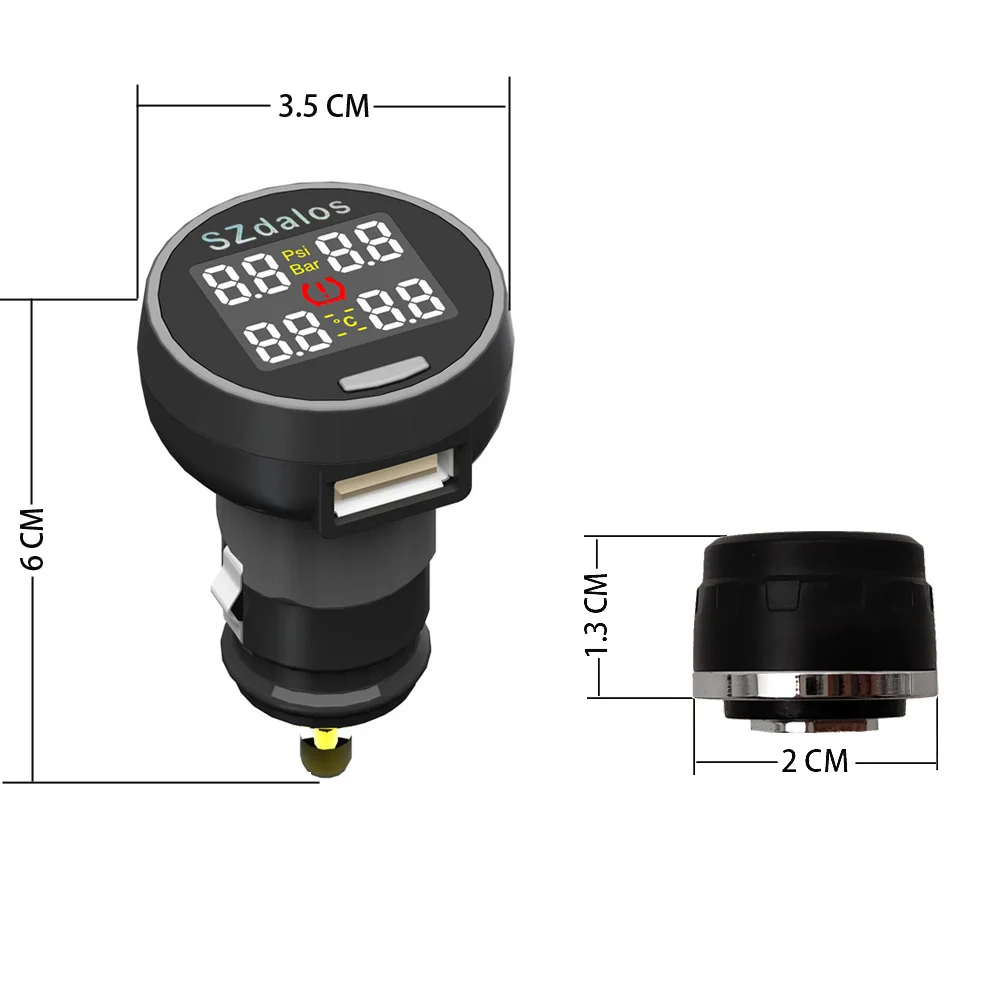 Универсальный беспроводной автомобильный монитор температуры в шинах TPMS датчик давления в шинах Система мониторинга шин с usb-разъемом и PSI