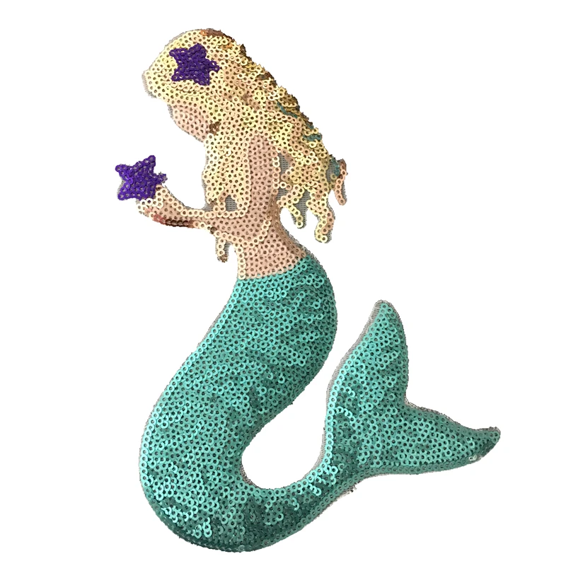 7 PCS Mermaid Sequin Patch Iron On/Sew On Sequin Embroidered Patch