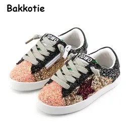 Bakkotie 2019 дети блеск обувь для девочек звезда белый тапки мальчик спортивная обувь детские повседневные тренер блесток плоские F1550