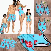 Цельный купальник-бикини с принтом Фламинго; одинаковые купальники для всей семьи; слитный купальник для мамы и дочки; шорты для папы и мальчиков