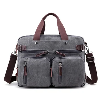 

Canvas 17" laptop backpack Male Shoulder Laptop bag 14 15 15.6 17.3 inch Female stylish large 3 in 1 Notebook bag Black Gray
