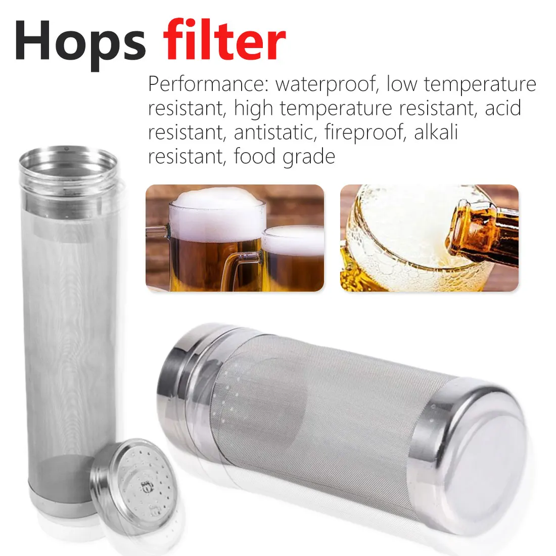 

300 Micron Stainless Steel Hop Spider Mesh Beer Filter For Homemade Brew Coffee Hopping 7x18cm 7x29cm bar strainer