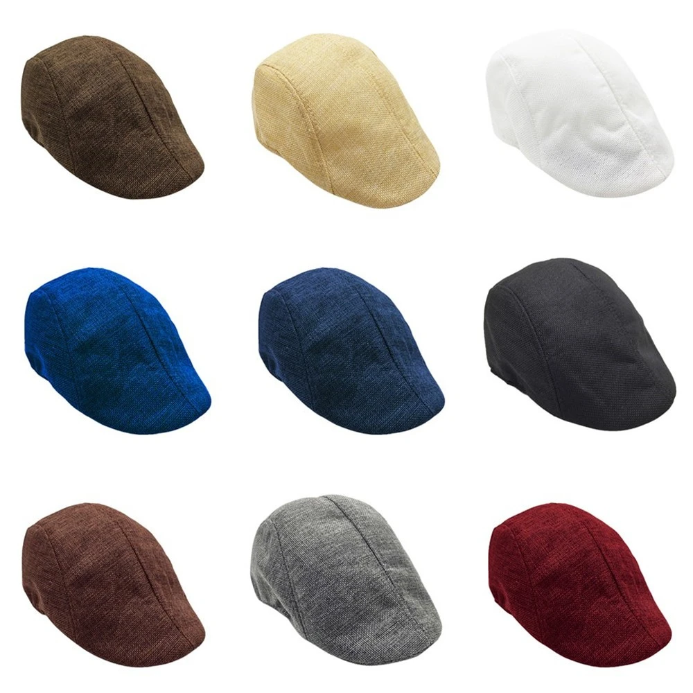 Men Women Fashion Adjustable Solid Visor Hat Sunhat Mesh Running Sport Casual Breathable Beret Flat Cap BK Gentleman Caps F#N13 (3)