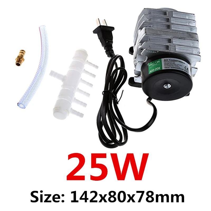 25W/30W/35W/45W Electromagnetic Air Compressor Super Aquarium Air Pump High Flow Fish Tank Pond Aerator Pump With Air Spliter - Цвет: ACO208-25W