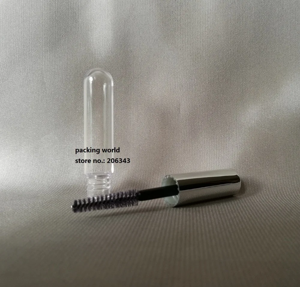 4ml mascara tube transparent body silver lid , lashes tube make up