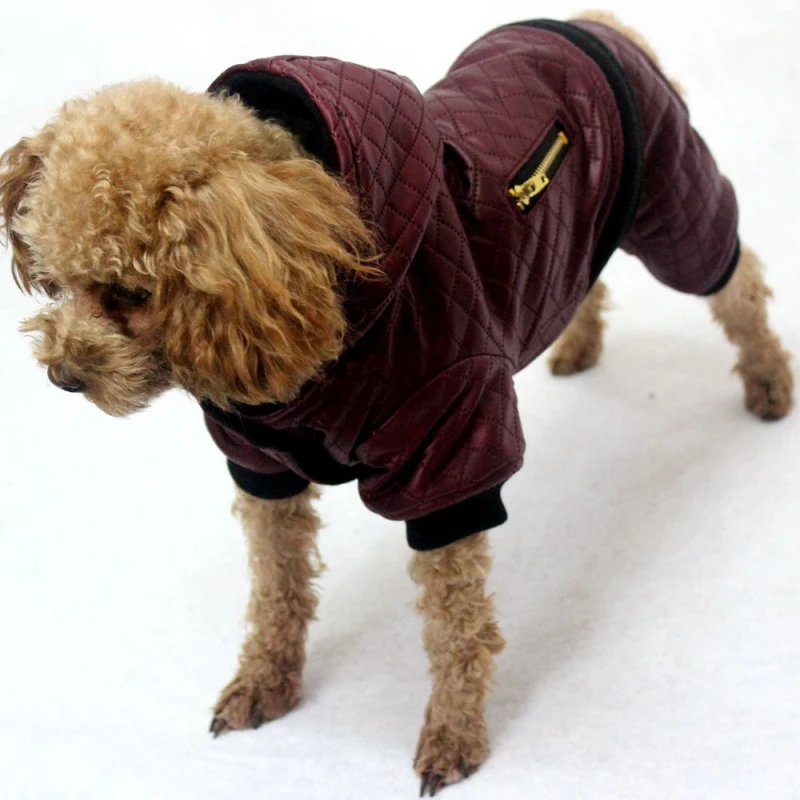 Кожаная одежда для собак, зимний теплый костюм для животных, куртка для собак, комбинезон для чихуахуа, пуделя, Шпиц, одежда для маленьких собак
