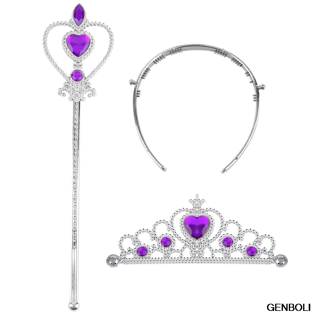 

Clearance Brand New Halloween Kids Girl Cartoon characters Snow Ice Queen Princess Hair Combs Crown Magic Fairy Wand Cosplay