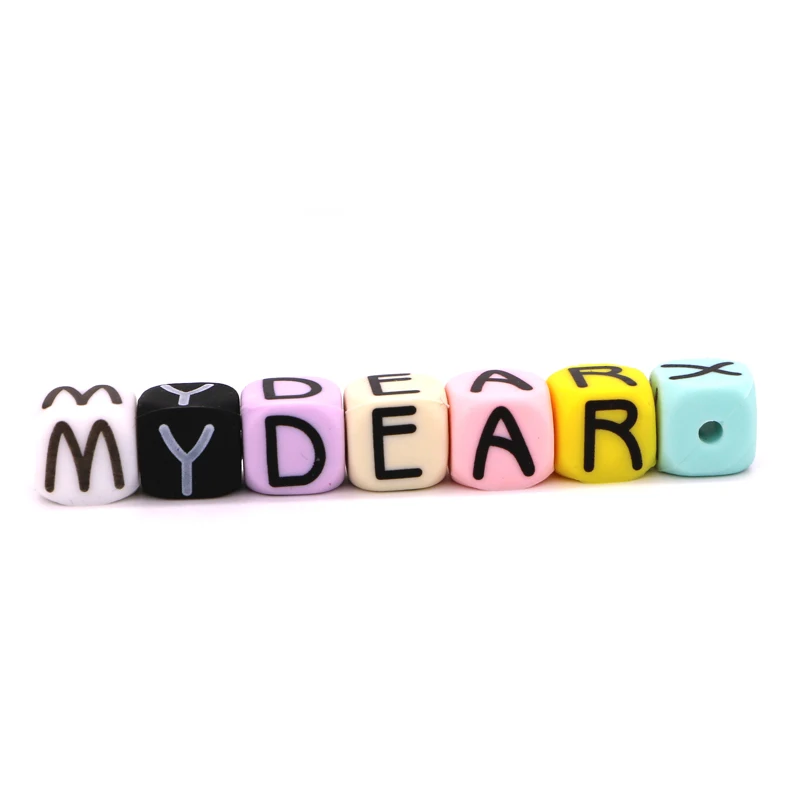 

Colorful 50pcs Alphabet Silicone Chewing Beads For Teething Necklace Food Grade Baby Silicone Letter Teether Beads DIY Jewelry
