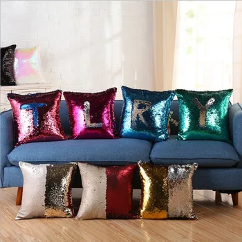 

New Home Decorative American style Creative DIY Sequins Solid color Cushion Cover Waist Pillow Case Sofa Chair Pillow cover
