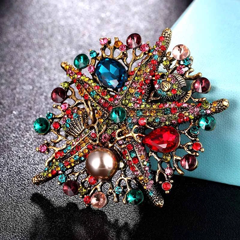 

Donia jewelry big size sea stars brooches bouquet women's nice christmas brooch jewelry rhinestone scarf pins women's kids gifts