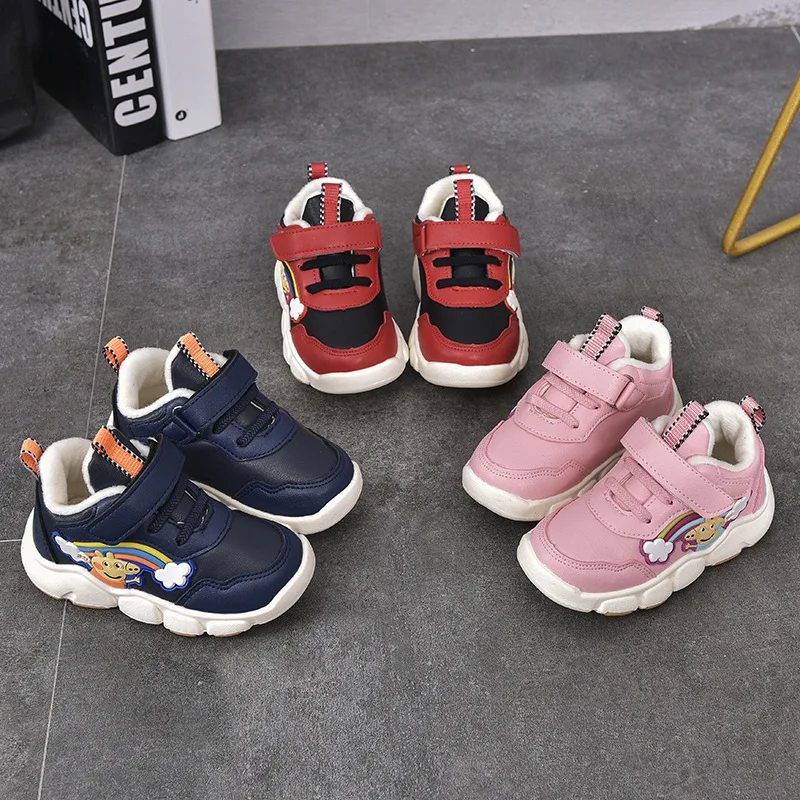 

Autumn and Winter New Children Plus Velvet Warm Baby Toddler Shoes Cartoon Soft Bottom Children Student Shoes
