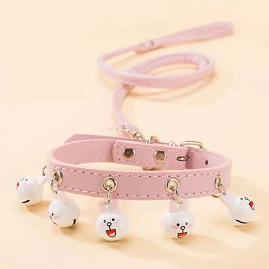 Cute Small Dog Collar Bell And Leash Set Puppy Personalized Teddy Pitbull Terrier Shih Tzu Supplies Riem Hond Petshop 50XQ07 | Дом и сад