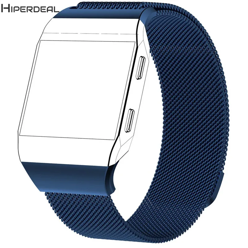 Черный HIPERDEAL ремешок из нержавеющей стали для Fitbit ионные миланские петли ремешок для умных часов Браслет замена регулируемый QIY30 - Цвет: Черный