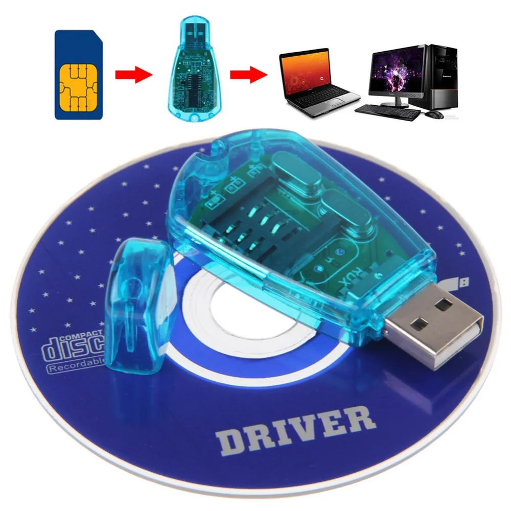 

USB Standard Phone SIM Card Reader Copy Cloner Writer SMS Backup GSM/CDMA+CD for Windows XP/ Windows Vista/ Windows 7. 8.1. GT