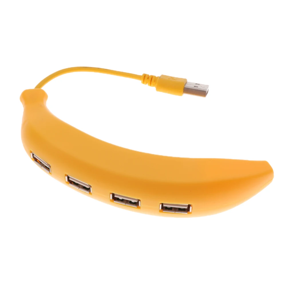 Dovewill  Yellow Banana Shape High Speed 4 USB3.0 Port Power Adapter Hub For Charging
