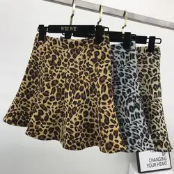 Плиссированная юбка для женщин Весна 2019 Новый леопардовый принт с высокой талией трапециевидная юбка для девочек дамы зонтик юбка наряды