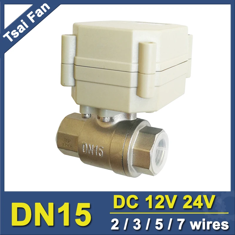 

1/2'' Electric Water Crane DC12V DC24V 2/3/5/7 Wires Stainless Steel DN15 Motorized Valve On/Off 5 Seconds for drinking water