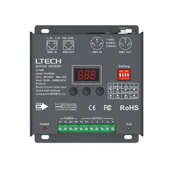 Новый Ltech LT-905 Led dmx-декодер DC12V-24 В вход; 5A * 5CH Max 25A 600 Вт выход RGB/RGBW CV декодер XLR-3/RJ45 разъем