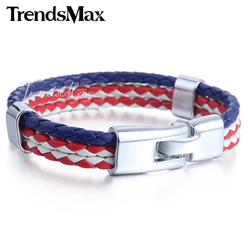 Мужской кожаный браслет Trendsmax 3 нити веревочный с национальным флагом кожаные