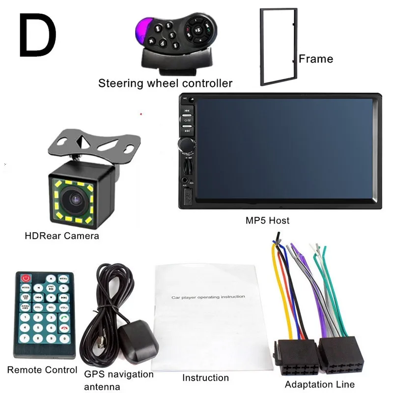 Общие 2 Din Авторадио Bluetooth автомобильное радио стерео MP5 плеер Авто Multimidia gps навигация USB SD AUX плеер камера заднего вида - Цвет: D