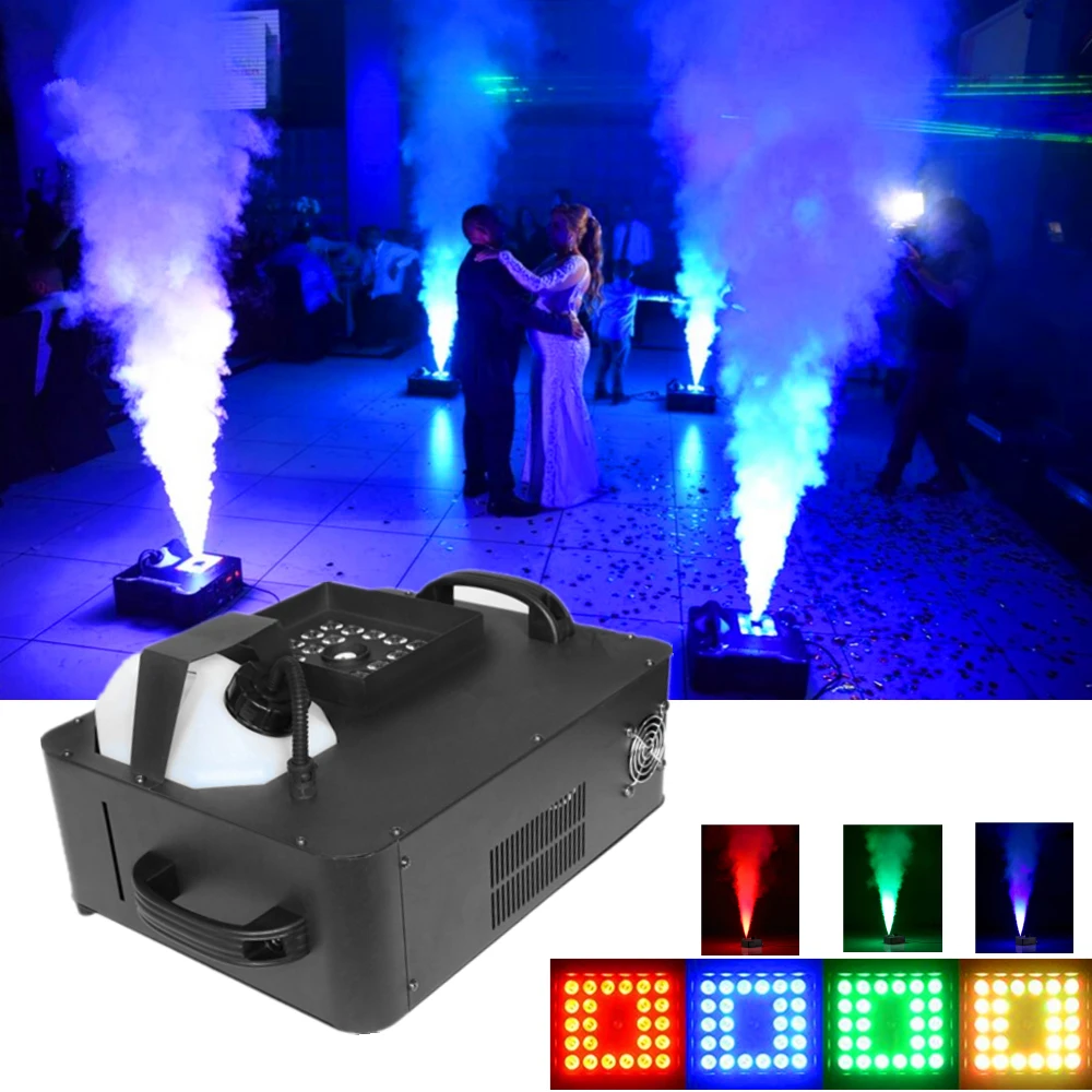 1500W Fog Machine With 24X9W RGB 3in1 LED Lights/DMX512 Remote Control Pyro Vertical Smoke Machine/Professional Stage DJ Fogger