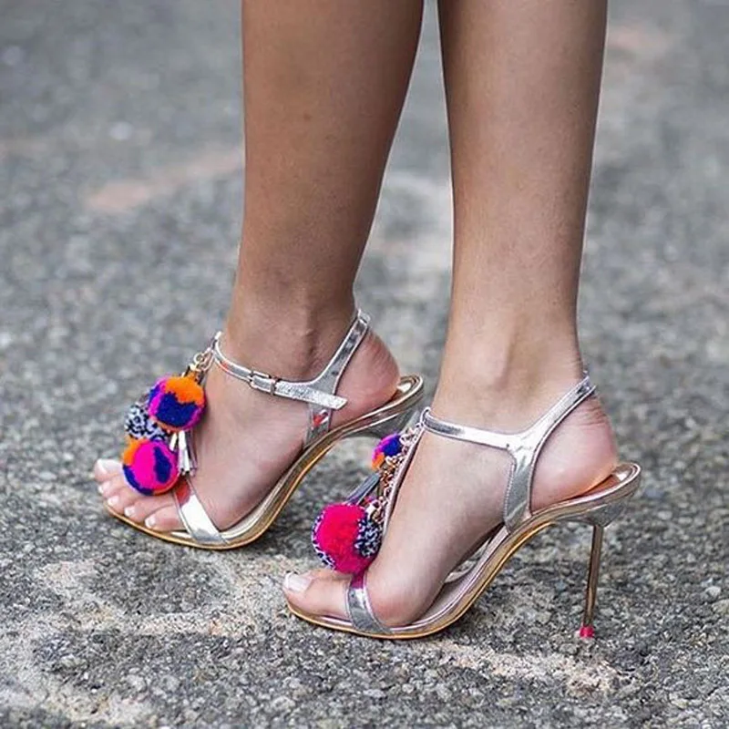 2016-Newest-Multicolor-Pom-Pom-Ladies-Sandals-Open-Toe-T-Strap-Women-Fashion-High-Heels-Sexy (3)