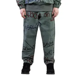 Принадлежности Прямая поставка Модные брюки-карго граффити принты минималистский Skr хип хоп каракули Брюки для девочек