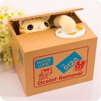 

Automated Cat Steal Coin Bank Kitten Piggy Bank Cute Penny Cent Money Saving Box Creative Novelty for Children Lovely Gift