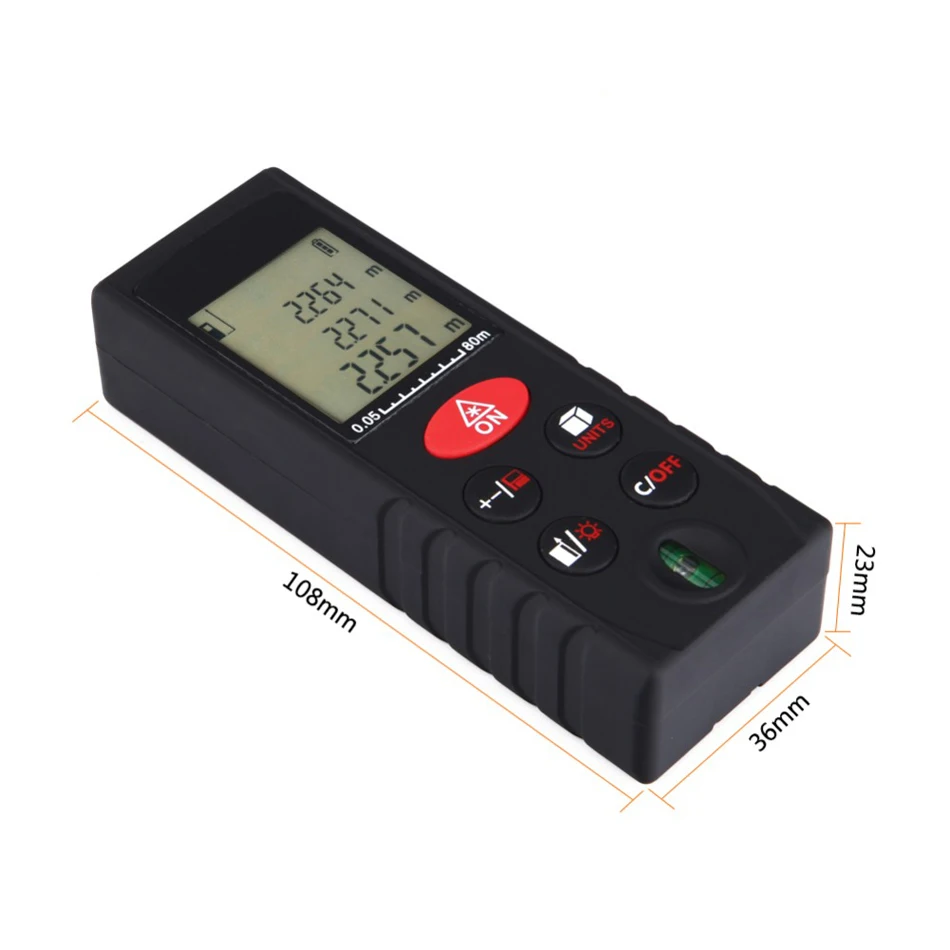 New 80m Laser Distance Meter Laser Rangefinder Accuracy 2mm Handheld Range Finder Tape Measuring Device Ruler Test Tool