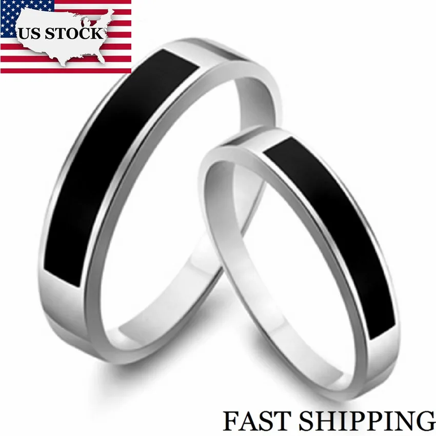 3 Pcs acier inoxydable Fashion Hommes Cadeau Ring Set de mariage zircon plaqué argent