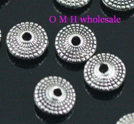 

OMH wholesale Free ship 25pcs tibetan silver spacer beads 8X3mm Jewelry Findings metal beads 11x4x9mm ZL115