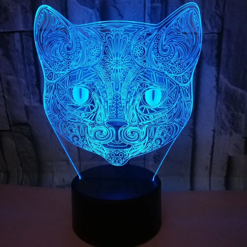 Cut Cat 7 Color Change Led 3D Visual Night Light Soccer Luminaria USB Touch Table Lamp Children Bedroom Sleep Light Kid Gift Cut Cat 7 Color Change Led 3D Visual Night Light Soccer Luminaria USB Touch Table Lamp Children Bedroom Sleep Light Kid Gift