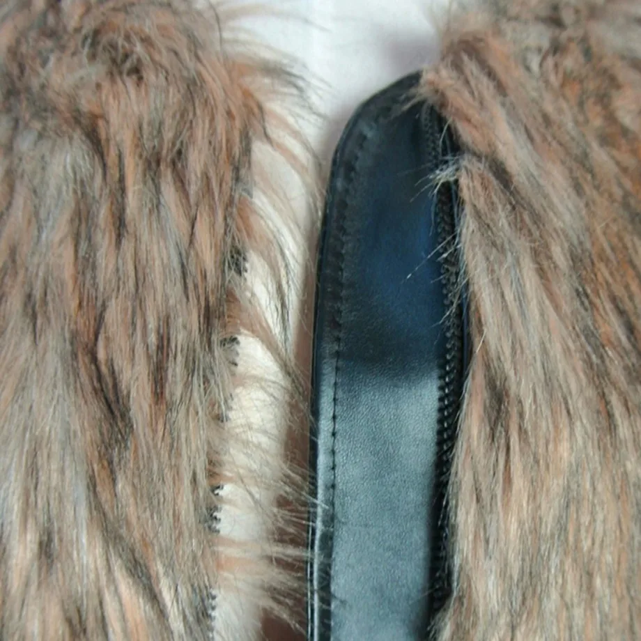 Aw299 Peluche Xulanbaby Hiver Léopard 2018 En Femmes Faux Renard Fourrure Velu Fermeture La Outwear Patchwork Cuir Peau De Éclair Manteau Chaud BqURng