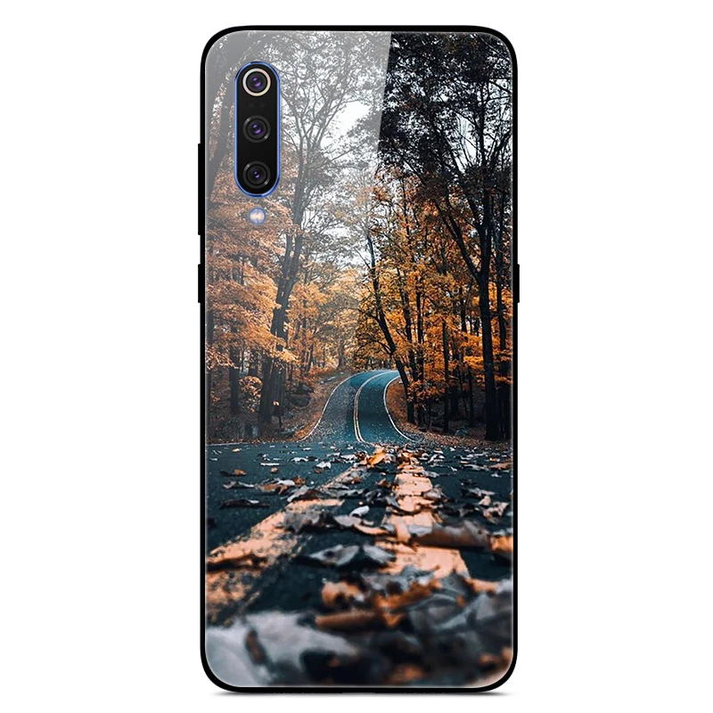 Tempered Glass Case For Xiaomi Mi 9 Case Space Flower Cover For Xiaomi mi9 Case Silicone Bumper Coque For Xiaomi mi 9 Cover Capa